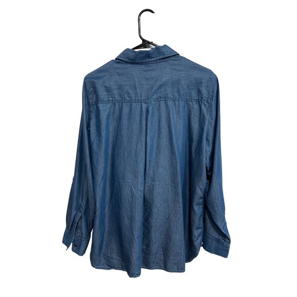 Style & Co Womens Embroidered Denim Long Sleeve Button Up Shirt Sz L - Picture 2 of 9